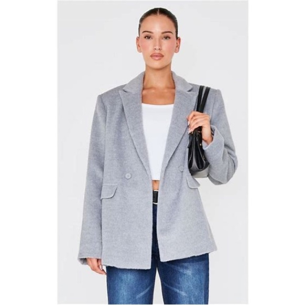 Topshop Oversized Gray Pattern Blazer - image 1
